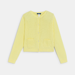 Cardigan ajouré jaune Fille
