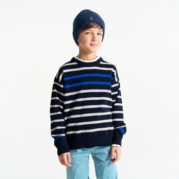 Pull marin rayé marron Garçon