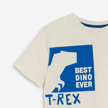 T-shirt manches courtes motif dinosaure blanc Garçon