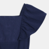 Combinaison-pantalon brodée manches courtes bleu marine Fille