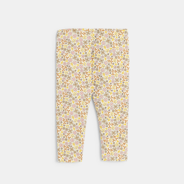 Legging imprimé fleuri jaune bébé fille
