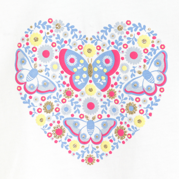 T-shirt papillon en relief bleu bébé fille