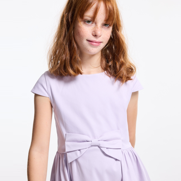 Robe chic détail nœud mauve Fille
