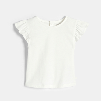 Salopette courte rayée rose et t-shirt  blanc bébé fille