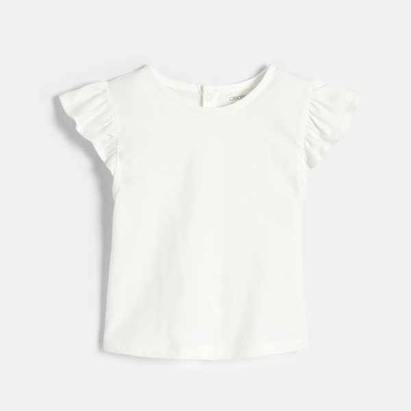 Salopette courte rayée rose et t-shirt  blanc bébé fille