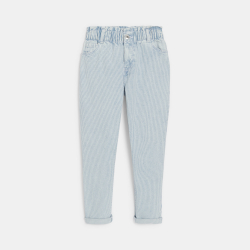 Jean mom en denim rayé bleu...