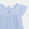 Robe rayée seersucker bleu bébé fille