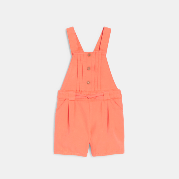 Salopette courte et tee-shirt chic orange bébé fille