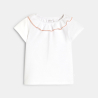 Salopette courte et tee-shirt chic orange bébé fille