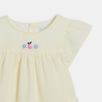 Robe rayée seersucker jaune...