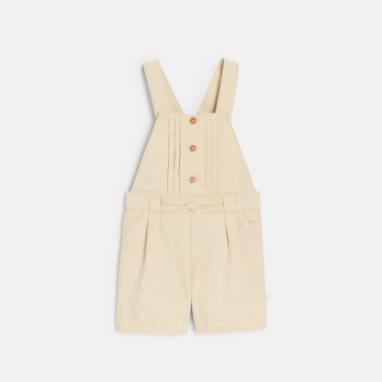 Salopette courte et tee-shirt chic beige bébé fille