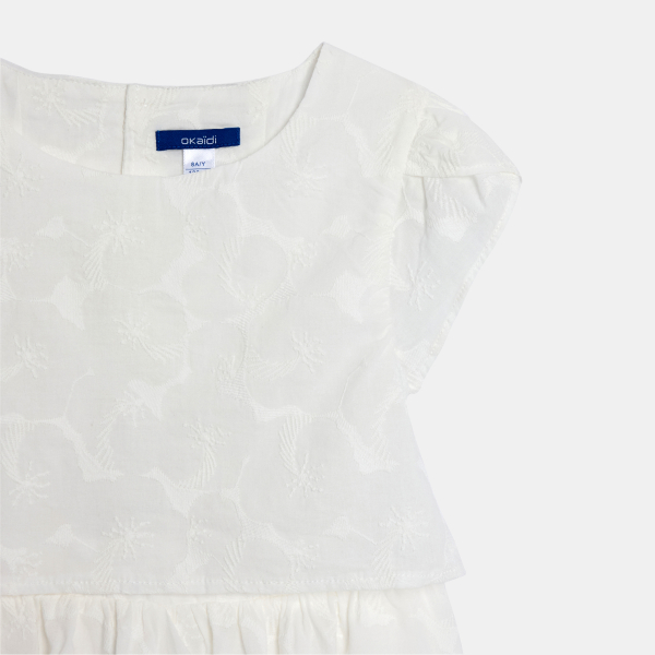 Robe chic brodée blanc Fille