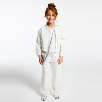 Blouson bomber brodé blanc Fille