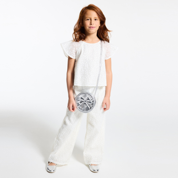 Blouse brodée blanc Fille