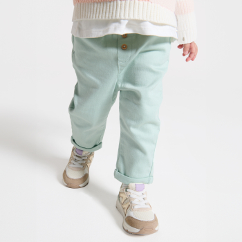 Pantalon taille haute vert bébé fille