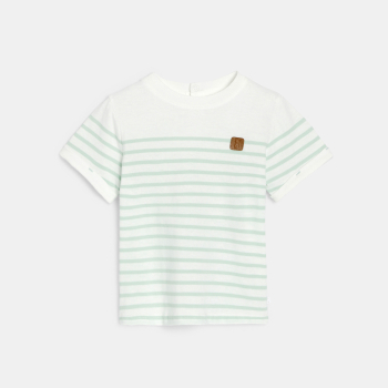 T-shirt rayé marinière vert clair bébé garçon