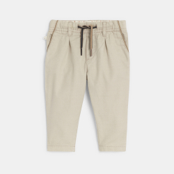 Pantalon chino coton et lin beige bébé garçon