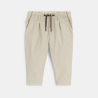 Pantalon chino coton et lin beige bébé garçon