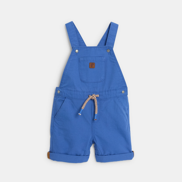 Salopette courte et t-shirt rayé bleu bébé garçon