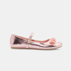 Ballerine à bride fleurs rose fille