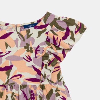 Blouse imprimée multicolore orange Fille