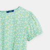 Robe à fleurs manches princesse vert clair fille