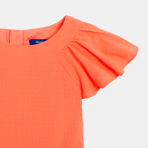 Robe chic à manches papillon orange Fille