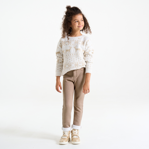Jegging en jersey Milano pailleté beige foncé Fille