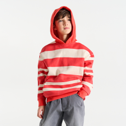 Sweat-shirt à rayures fantaisie rouge Garçon 