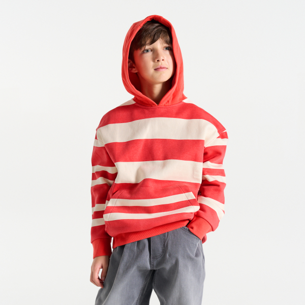 Sweat-shirt à rayures fantaisie rouge Garçon 
