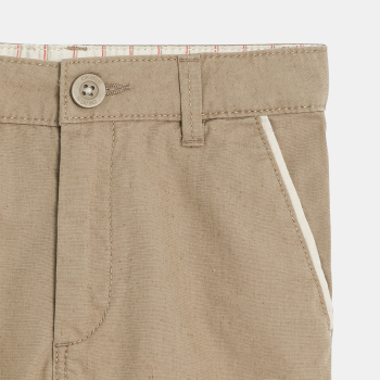 Bermuda en lin + ceinture beige Garçon