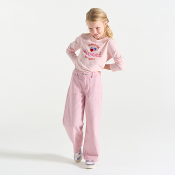 T-shirt à message pailleté jaune Fille