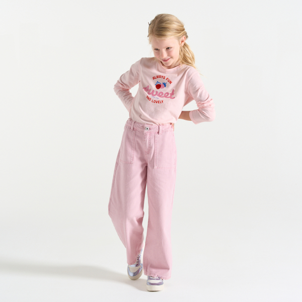 T-shirt à message pailleté jaune Fille