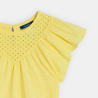 T-shirt manches courtes détail broderie anglaise jaune Fille