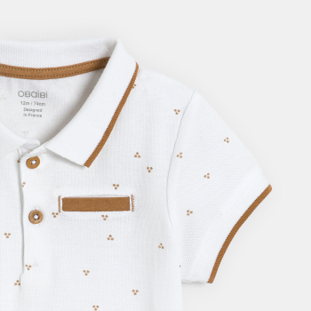 Polo coton piqué imprimé blanc bébé garçon