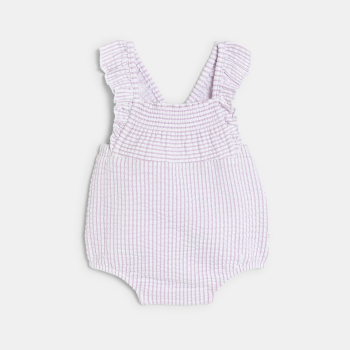 Barboteuse rayée et body mauve bébé fille