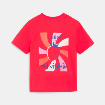 T-shirt manches courtes motif fraise rouge Fille