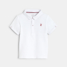 Salopette courte et polo maille piquée blanc bébé garçon
