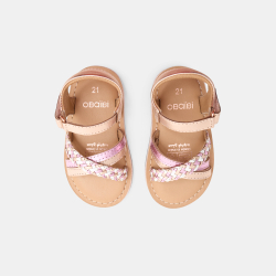Sandales cuir tressé rose...