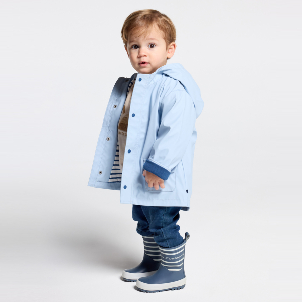 Manteau ciré à capuche bleu bébé garçon