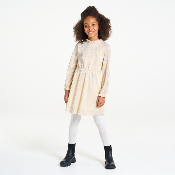 Robe de fête plissée couleur dorée Fille