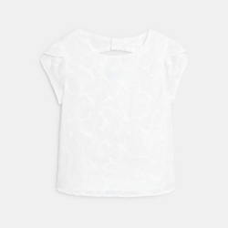 Blouse brodée manches courtes blanc Fille
