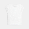 Blouse brodée manches courtes blanc Fille