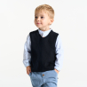 Pull sans manches maille tricot bleu bébé garçon