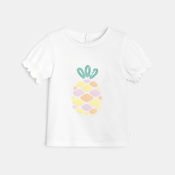 T-shirt sequins blanc bébé fille
