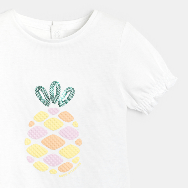 T-shirt sequins blanc bébé fille