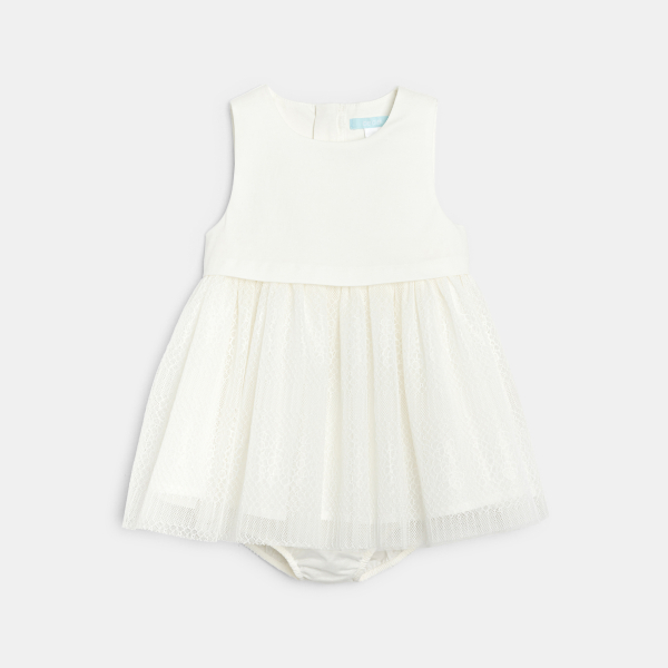 Robe chic 2 en 1 dentelle blanc bébé fille