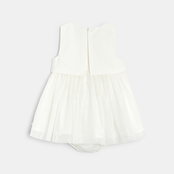 Robe chic 2 en 1 dentelle blanc bébé fille