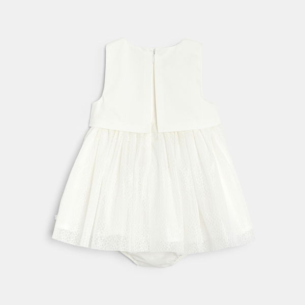Robe chic 2 en 1 dentelle blanc bébé fille