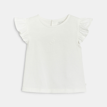 Ensemble jupe fleurie à bretelles et t-shirt blanc bébé fille
